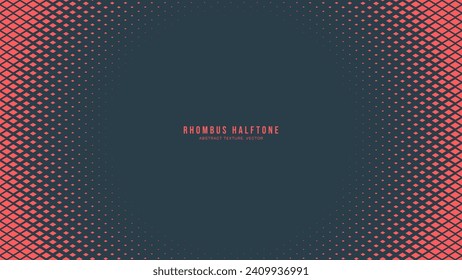 Checkered Rhombus Half Tone Pattern Vector Round Frame Red Abstract Background. Chequered Particles Subtle Texture Pop Art Border Graphical Design. Halftone Contrast Minimalism Art Wide Wallpaper