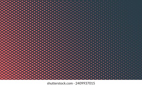 Checkered Rhombus Halftone Pattern Modern Vector Texture Red Dynamic Abstract Background. Chequered Particles Subtle Texture Pop Art Graphical Design. Half Tone Contrast Minimalism Art Wide Wallpaper