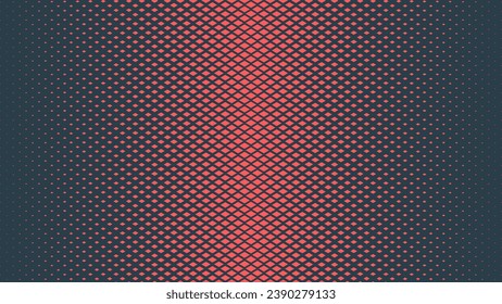 Checkered Rhombus Halftone Pattern Vector Vertical Line Border Red Blue Abstract Background. Chequered Particles Subtle Texture Pop Art Graphic Design. Half Tone Contrast Minimalism Art Wide Wallpaper