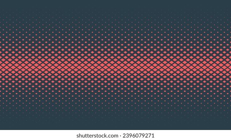 Checkered Rhombus Halftone Pattern Vector Horizontal Line Seamless Border Red Blue Abstract Background. Chequered Particles Subtle Texture Pop Art Graphic Design. Half Tone Contrast Art Wide Wallpaper