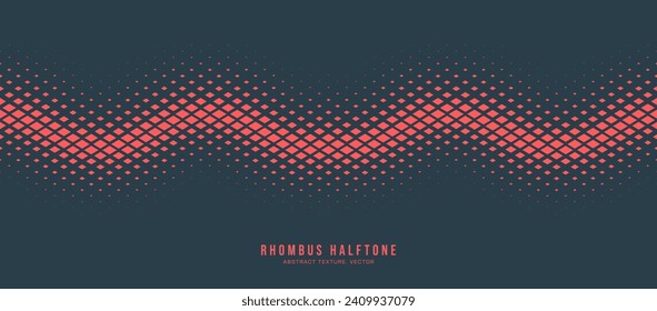 Scheckter Rhombus Halbtonmuster Vektor Seamless Linie roter dynamischer abstrakter Hintergrund. Geprüfte Partikel Subtile Texture Pop Art Graphical Design. Halbton-Repetitive-Curve-Wide-Tapete