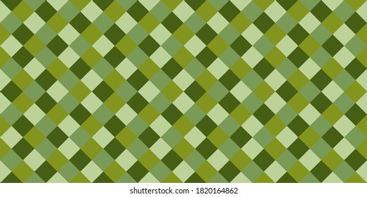 Checkered rhombus tiles seamless pattern vector graphic design. Square shapes retro wallpaper. Rhombus geometric seamless pattern, tablecloth fabric print. Decorative squares endless backdrop.