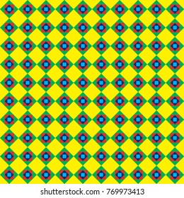 Checkered seamless abstract geometrical yellow pattern. Vector illustration.