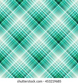 Checkered seamless green and celadon pattern. Cowboy ornament. Abstract symmetrical background. Vector eps10