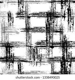 Checkered Seamless Halftone Grunge Pattern. Dirt Overlay Fabric Texture. Rough Scratched Cloth Pattern. Fashion Textile Print Design.