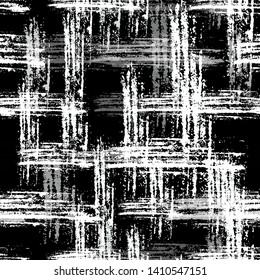 Checkered Seamless Halftone Grunge Pattern. Dirt Overlay Fabric Texture. Checkered Old Metal Background. Fashion Textile Print Design.