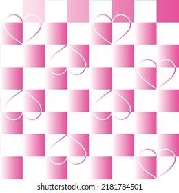 Checkered Seamless Heart Pattern with Gradient Fill
