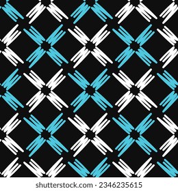 Patrón transparente. Líneas azules y blancas en un fondo negro. Patrón geométrico vectorial