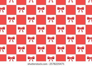 Checkered seamless pattern with bows. Vector illustration.