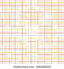 Checkered Seamless Pattern  With Colorful Uneven Strips  On White Background