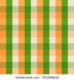 Schachrotes, nahtloses Muster mit den Farben der irischen Flagge, orange, weiß und grün