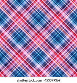 Checkered seamless pattern of interwoven multicolored thin strips. Motley abstract symmetrical pattern. Template for fabrics, wallpaper. Vector eps10