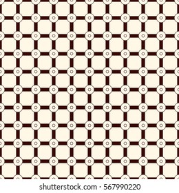 Checkered seamless pattern. Mesh motif. Outline geometric abstract background with overlapping stripes with knot. Modern style wallpaper. Digital paper, textile print. Vector illustration.