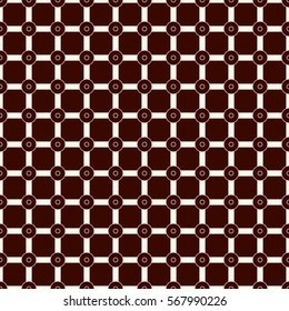Checkered seamless pattern. Mesh motif. Outline geometric abstract background with overlapping stripes with knot. Modern style wallpaper. Digital paper, textile print. Vector illustration.