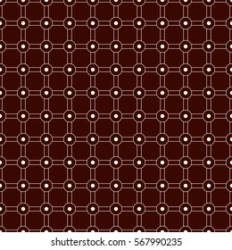 Checkered seamless pattern. Mesh motif. Outline geometric abstract background with overlapping stripes with knot. Modern style wallpaper. Digital paper, textile print. Vector illustration.