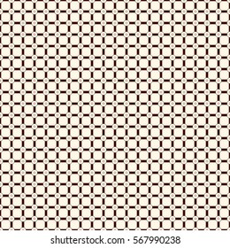 Checkered seamless pattern. Mesh motif. Outline geometric abstract background with overlapping stripes with knot. Modern style wallpaper. Digital paper, textile print. Vector illustration.