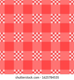 Checkered seamless pattern. Red color cell. Kitchen fashion texture print design. Vector stock illustration background.