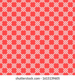 Checkered seamless pattern. Red and white color. Kitchen chess texture print design. Vector stock illustration background.