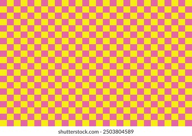 Patrón a cuadros sin fisuras Fondo de Antiguas retro. Compruebe Cuadrados de Fondo de pantalla de textura. Patrón de tablero de ajedrez amarillo rosado sin costuras. Ilustración de fondo de diseño de arte abstracto. Archivo Eps 87.