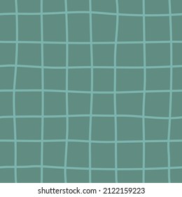 Checkered seamless pattern with sea green background. Dark green check digital paper,  vector childish background for fabric, textile.