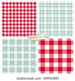 Checkered seamless pattern set. Vector illustration