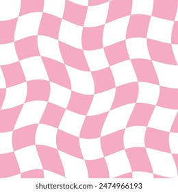 Checkered seamless pattern, vintage aesthetic backgrounds, psychedelic groovy checkerboard texture. Funky fashion retro textile print. Vector illustration