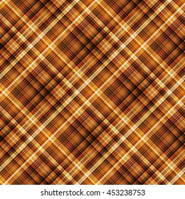 Checkered seamless pattern. Yellow, orange, brown and black cowboy ornament. Abstract symmetrical background. Vector eps10