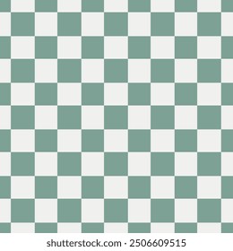 Checkered seamless patterns. Retro green and grey colours. Check duotone pattern. 