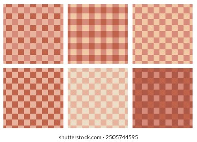 Nahtlose Muster überprüft. Vintage karierte Hintergründe. Rustikale Kulissen. Duotone rot und braun Farben. Gingham überprüfen Duotonmuster. 