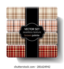 Checkered seamless texture. Scottish vector pattern set. Plaid fabric background. Unusual ornament tartan collection.