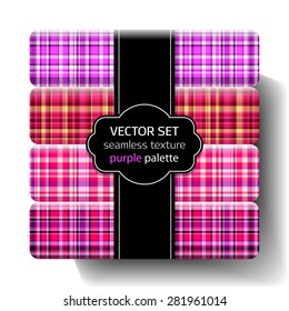 Checkered seamless texture. Scottish vector pattern set. Plaid fabric background. Unusual ornament tartan collection.