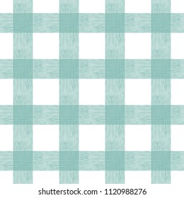 Checkered seamless vector pattern. Abstract green and white background for tablecloth, bedding, fabric design. 