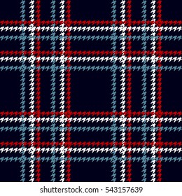 Checkered seamless woolen pattern. Classical English hounds tooth print. Textile design for coats, shirts, jackets, plaids, suits. Retro collection. Dark.
