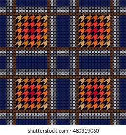 Checkered seamless woolen pattern inspired by classical English hounds tooth print Prince of Waves. Textile design for coats, shirts, jackets, plaids, suits. Retro collection. Dark.