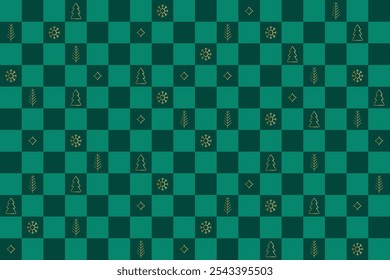 Checkered Shape Seamless Christmas Texture Pattern. Xmas Holiday Festival Season Element Vector Illustration For Sweater Print, Gift Wrapper Package, Ethnic Dress Etc.