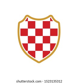 Checkered Shield. Croatia Red Square Icon. 