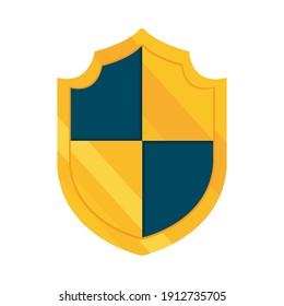 checkered shield icon over white background, colorful design, vector illustration