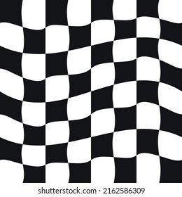 Checkered simple pattern, slightly curved. Black and white cells alternate like checkers.