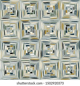 Checkered sloppy brush drawing. Random colors. Grunge style. Seamless pattern. Fashionable texture.