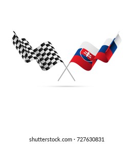 Checkered and Slovakia flags. Vector illustration.