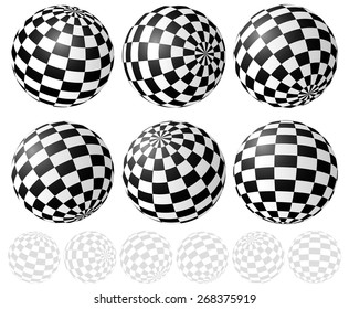 Checkered Sphere Set With Gradient Fills