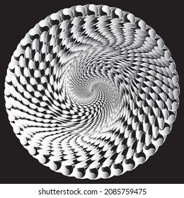 Checkered Spiral Design Element. Abstract vector image