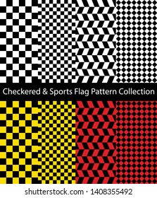 Checkered and Sport Flag pattern collection. Set of monochrome, yellow and red color checkerboards.