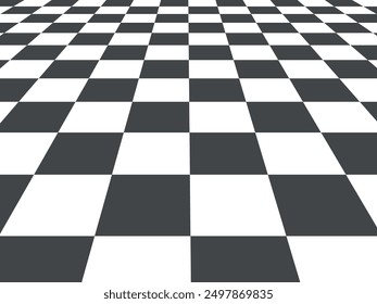 Checkered square pattern ground. Perspective grid view