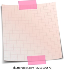 Checkered square sheet with sticky tape. Blank mockup