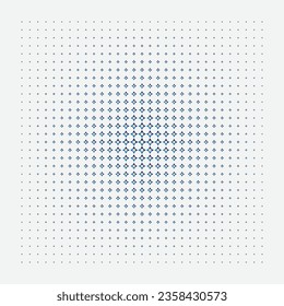 Checkered Stars Halftone Pattern Vector Curved Smooth Border Blue Abstract Background. Chequered Faded Particles Subtle Texture. Half Tone Contrast Graphic Minimal Geometric Wide Wallpaper