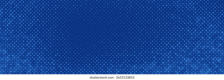 Estrelas Xadrez Padrão Meio-Tom Vetor Curvo Borda Suave Azul Abstrato Fundo. Textura Sutil De Partículas Desbotadas Xadrez. Meio Tom Contraste Gráfico Mínimo Geométrico Amplo Wallpaper