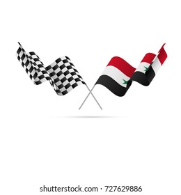 Checkered and Syria flags. Vector illustration.