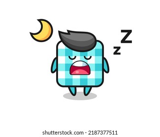 ilustración de personaje con manteles a cuadros durmiendo por la noche, diseño de estilo lindo para camiseta, pegatina, elemento logo