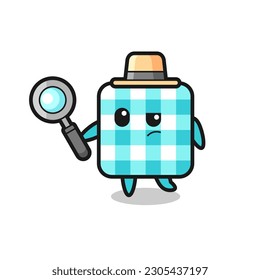 personaje de detective con manteles a cuadros está analizando un caso, diseño de estilo lindo para camiseta, pegatina, elemento logo